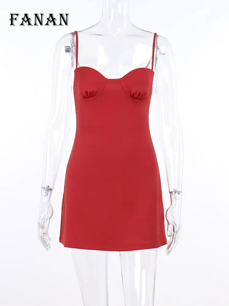 Elegant Red Sleeveless A-line Mini Dress for Women - Summer 2022 Fashion Club Party and Birthday Outfit